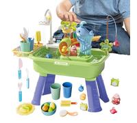 Hasihendy Tables d'eau Extérieur, Jeux d'eau Exterieur, Jouet Table Shower, Aquaplay Eau Sable, 4-en-1 Activité avec Pompe pour Garçons Filles Le, Piscine, Anniversa