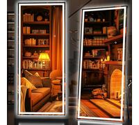 Hasipu Miroir de sol complet avec lumières - 190,5 x 71,1 cm - Miroir de sol éclairé par LED - Miroir de dressing complet - À suspendre - Intensité variable - Verre trempé - Sûr à utiliser - Carré -