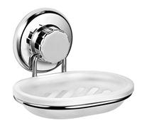 Hasko Accessories Porte-Savon à Ventouse en Acier Inoxydable Robuste pour Salle de Bain et Cuisine Fixation sur n'importe Quelle Surface Lisse et Plane Chromé