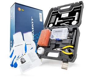 HASKYY 60 pcs kit de réparation de pneus professionnel I Kit de dépannage pour voitures, camions, motos, QUAD, VTT, tracteurs, voitures I y compris instructions en 5 langues