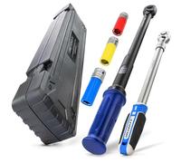 HASKYY Clé dynamométrique 1/2" 40-210 Nm avec cliquet télescopique 460-610 mm 72 dents avec jeu de douilles à frapper SW 17, 19, 21 Automobile Industrie Moto Auto