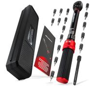 HASKYY Clé dynamométrique 1/4" 5-25Nm Ensemble d'embouts PH1-2-3, FD4, H2-2.5-3-4-5-6-8, T20-25-27-30-4 & rallonge de 100mm pour vélo, moteur, moto, quad