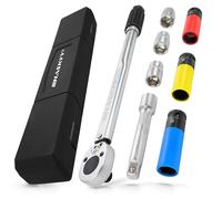 HASKYY Clé Dynamométrique set 1/2" I 28-210NM I 3 CR-MO douilles à choc 17 19 21mm I 3 CR-V Jeu de Douilles 17 19 21mm I Extension 125mm