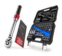 HASKYY ynamométrique Vélo 1/4" 2,5-20 Nm, ±3%, 31 Accessoires | Réglage par 0,25 Nm, serrage droite/gauche, embouts, douilles, rallonge, adaptateurs et mallette rigide