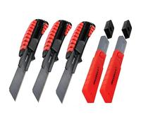 HASKYY Cutter Couteau à tapis Universal Professional Set 3 pièces y compris 20 lames SK5 en acier à haute teneur en carbone 18mm, poignée ergonomique antidérapante, brise-lame