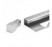 HASKYY Embout pour rail de carrelage, profilé carré en acier inoxydable V2A brossé, hauteur : 8 mm, 10 mm, 11 mm, 12,5 mm, coin intérieur et extérieur, profilé de carrelage (8 mm)