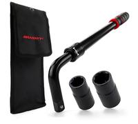 HASKYY Ensemble de clés télescopiques pour écrous de roue 355 - 530 mm extensibles 1/2 pouce, douilles 17/19 mm et ouille 21/23 mm, avec étui, couple de torsion 665 Nm