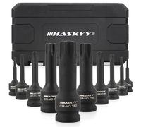 HASKYY Ensemble de douilles pour écrou de visseuse à choc 1/2 pouce T20-T80 - Jeu de bits pour clé à douille Torx - 10 pièces - Ensemble d’écrous Torx - Outil pour entretien de voiture, moteur, freins