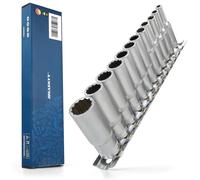 HASKYY Jeu de 12 douilles longues 5/32" à 9/16" - Douilles à 12 pans 1/4" (6,35 mm) - 5 cm de long chacune