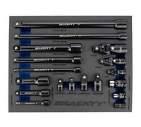 HASKYY Jeu de 18 rallonges de clé à douille 1/4, 3/8, 1/2", cliquet, adaptateur cardan, porte-embout, pièces de raccordement pour voiture et industrie, noir
