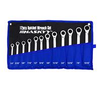 HASKYY - Jeu de clés à cliquet 12 pièces I 1/4"-15/16" I clé à fourche à cliquet