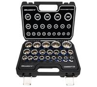 HASKYY Jeu de clés à douille à denture multiple Douilles 1/2" XZN Écrou 21 pcs. Jeu d'outils 8-36mm Denture multiple extérieure 12 pans - 6 pans