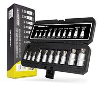HASKYY Jeu de douilles XZN à denture multiple 1/4" 3/8" 1/2" avec 10 embouts à tête carrée M4, M5, M6, M8, M9, M10, M12, M14, M16, M18