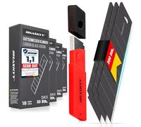 HASKYY Jeu de lames de cutter 18 mm (noir, lot de 200) - Lames de rechange SK5 en acier au carbone - Lames cassables