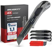 HASKYY Kit 4 Cutters Pro 18mm + 20 Lames SK5 Haute Performance - Cutters Sécurisés avec Auto-Lock