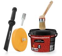 HASKYY Kit de montage pour pneus - 3 kg - Noir - Avec brosse de montage des pneus, grattoir, gomme à film avec adaptateur - Kit universel idéal pour le montage et le démontage des pneus