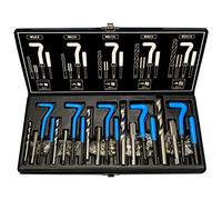 HASKYY Kit de réparation de filetage 131 pièces inserts hélicoïdaux | Pour filetages intérieurs M5, M6, M8, M10 et M12. Avec 110 inserts filetés, forets, tarauds et coffret métallique