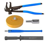 HASKYY Kit d'outils et accessoires pour montage de pneu (masselotte, grattoir, décapant, démonte-obus, tire-valve, pince pour masses) (avec pince)