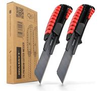 HASKYY Lot de 2 cutters universels professionnels de 18 mm avec lame SK5 extra tranchante, corps ergonomique avec rainures en caoutchouc et changement de lame sûr