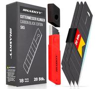 HASKYY Lot de 20 lames de cutter sécables SK5 18 mm en acier au carbone pour cutter à moquette - Noir - Extrêmement tranchantes