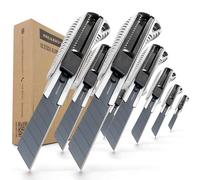 HASKYY Pack 10 Cutters Premium 18mm + Lames SK5 Pro - Cutters Ergonomiques en Aluminium avec Grip Confort
