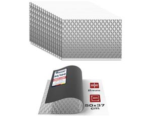 HASKYY Plaques d'isolation en aluminium butyle de 2 mm Tapis isolant 3,33 m² 500 x 370 mm 18x Anti-vibration autocollant Isolation auto - Protection contre le bruit automobile, isolation phonique et