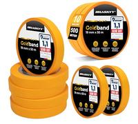 HASKYY Ruban de masquage pour peinture 19mm x 50m - 10x Rouleaux ruban adhésif crêpe pour travaux de peinture et de rénovation Intérieur et Extérieur, Résistant Aux UV - pour peindre vernir rénover