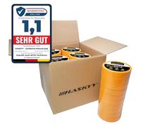 HASKYY Ruban de masquage pour peinture 19mm x 50m - 50x Rouleaux ruban adhésif crêpe pour travaux de peinture et de rénovation Intérieur et Extérieur, Résistant Aux UV - pour peindre vernir rénover