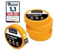 HASKYY Ruban de masquage pour peinture 30mm x 50m - 5x Rouleaux ruban adhésif crêpe pour travaux de peinture et de rénovation Intérieur et Extérieur, Résistant Aux UV - pour peindre vernir rénover