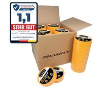HASKYY Ruban de masquage pour peinture 38mm x 50m - 10x Rouleaux ruban adhésif crêpe pour travaux de peinture et de rénovation Intérieur et Extérieur, Résistant Aux UV - pour peindre vernir rénover