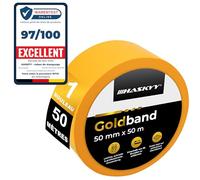 HASKYY Ruban de masquage pour peinture 50mm x 50m - Rouleaux ruban adhésif crêpe pour travaux de peinture et de rénovation Intérieur et Extérieur, Résistant Aux UV - pour peindre vernir rénover