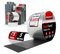 HASKYY Ruban d'étanchéité en butyle 75mm x 5m Adhésif Bande en Étanche en caoutchouc butyle en aluminium - Imperméables de Réparation - résistant au vieillissement, à la corrosion et aux UV - Argent