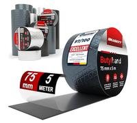 HASKYY Ruban d'étanchéité en butyle 75mm x 5m Adhésif Bande en Étanche en caoutchouc butyle en aluminium - Imperméables de Réparation - résistant au vieillissement, à la corrosion et aux UV-Anthracite