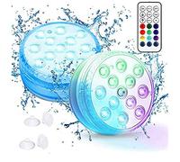 Haslbeck LumièRes de Piscine LED Submersibles avec TéLéCommande RF, LumièRe Sous-Marine éTanche à 13 LED avec Aimants Ventouses Lot de 2
