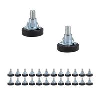 HASLED 24 Pieds M6 de Meuble Réglables en Hauteur - Base Anti-Dérapante PVC - Hauteur Max 20 mm - 24 Écrous Carrés Inclus - pour Buffet, Table TV, Armoire (Noir/Argent)