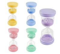 HASLED 5 Sabliers Enfants Colorés - Minuteur 3/5/10/15/30 Min pour Brossage de Dents, Cuisine, Étude | Cadeau Éducatif