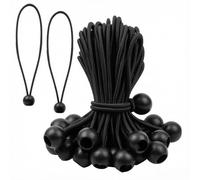 HASLED 50 Pièces Tendeur Élastique à Boule Noir 30cm - Sandow pour Bâche avec Boules de Fixation - pour Store, Tente, Bannière, Voile d’Ombrage, Bâche de Piscine