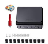 HASLED Boîte de Dérivation Étanche IP65 150x110x70 mm | Noir | avec Bornes & Connecteurs | pour Garage, Cave, Extérieur