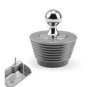 HASLED Bouchon Baignoire Universel en Silicone avec Poignée Zinc - Conique pour Évier Cuisine, Lavabo Salle de Bain - Gris