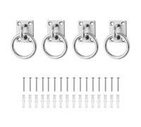 HASLED Pontet Inox 304-4 Pièces Fixation Plafond,Plaque à œil en Acier Inoxydable Avec œillet - Anneau Carré 5mm, Fixation Plafond M5 pour Chevaux, Voile d'ombrage, Balancoire - avec Vis et Cheville