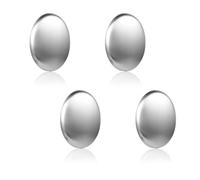 HASLED Savon en Acier Inoxydable Anti-Odeur - Lot de 4 - Désodorisant Mains et Ustensiles - Récipient à Savon Argenté pour Cuisine et Salle de Bain