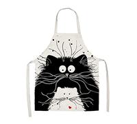 HASLED Tablier de Chat Mignon, Tablier de Cuisine en lin pour Barbecue, Cuisine et Peindre, pour Homme et Femme, Cadeau pour Papa et Maman