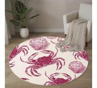 HASLEFND 180cm Poils Courts Vie Marine Tapis Rond Moderne antidérapant