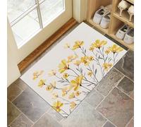 HASLEFND Apis de Chambre Doux De Nombreuses Petites Fleurs Jaunes, Tapis de Salon Style Minimaliste dessiné à la Main Antidérapant Lavable en Machine Decor 50 x 80 cm, Moquette pour Salle de séjour