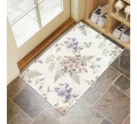 HASLEFND Apis de Chambre Doux Fougères à Fleurs Sauvages, Tapis de Salon Fleurs Simples Antidérapant Lavable en Machine Decor 60 x 90 cm, Moquette pour Salle de séjour Enfant Salle de Jeu