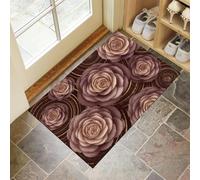 HASLEFND Apis de Chambre Doux Motif de Rose Circulaire, Tapis de Salon Fleurs abstraites Antidérapant Lavable en Machine Decor 50 x 80 cm, Moquette pour Salle de séjour Enfant Salle de Jeu