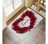 HASLEFND Apis de Chambre Doux Roses en Forme de cœur, Tapis de Salon Fleurs romantiques Antidérapant Lavable en Machine Decor 40 x 60 cm, Moquette pour Salle de séjour Enfant Salle de Jeu