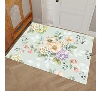 HASLEFND Apis de Chambre Doux Rosier d'hortensia, Tapis de Salon Fleurs aquarelles Antidérapant Lavable en Machine Decor 45 x 75 cm, Moquette pour Salle de séjour Chambre d'enfant Salle de Jeu