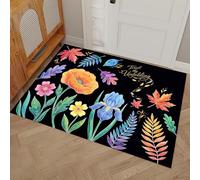 HASLEFND Apis de Chambre Doux Texte sur Les Fleurs et Les Feuilles, Tapis de Salon Fleurs aquarelles Antidérapant Lavable en Machine Decor 40 x 60 cm, Moquette pour Salle de séjour