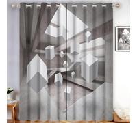 HASLEFND Architecture Abstraite Rideau Occultant À Oeillets | Blocs flottants - Rideau Occultant Décor Microfibre pour Chambre d'enfants Salon 2 Pièces 140 X 160 cm - Beige